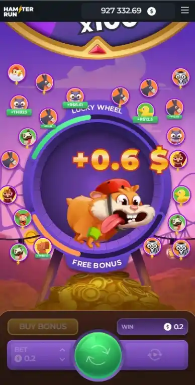 Hamster op rad met winstweergave en avatars